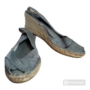 Vidorreta espedrille sandal wedge silvery blue textile jute backyard barbecue